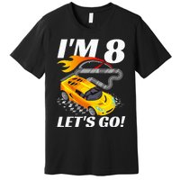 Kids 8 Year Old 8th Racing Racecar Birthday Party Premium T-Shirt