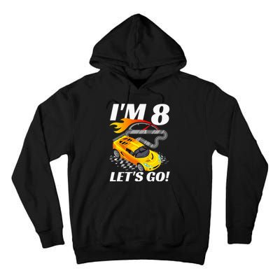 Kids 8 Year Old 8th Racing Racecar Birthday Party Tall Hoodie