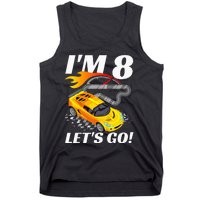 Kids 8 Year Old 8th Racing Racecar Birthday Party Tank Top