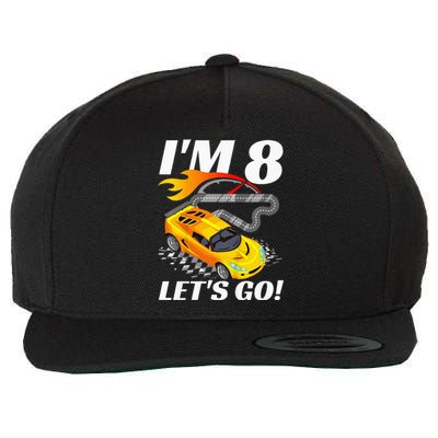 Kids 8 Year Old 8th Racing Racecar Birthday Party Wool Snapback Cap