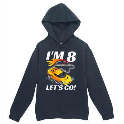 Kids 8 Year Old 8th Racing Racecar Birthday Party Urban Pullover Hoodie