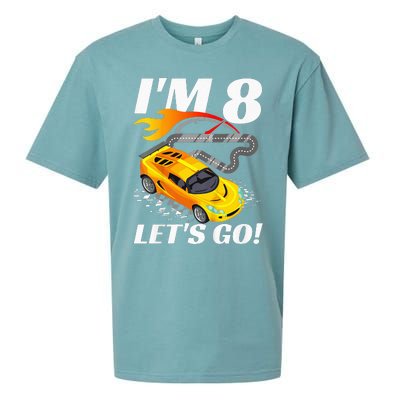 Kids 8 Year Old 8th Racing Racecar Birthday Party Sueded Cloud Jersey T-Shirt