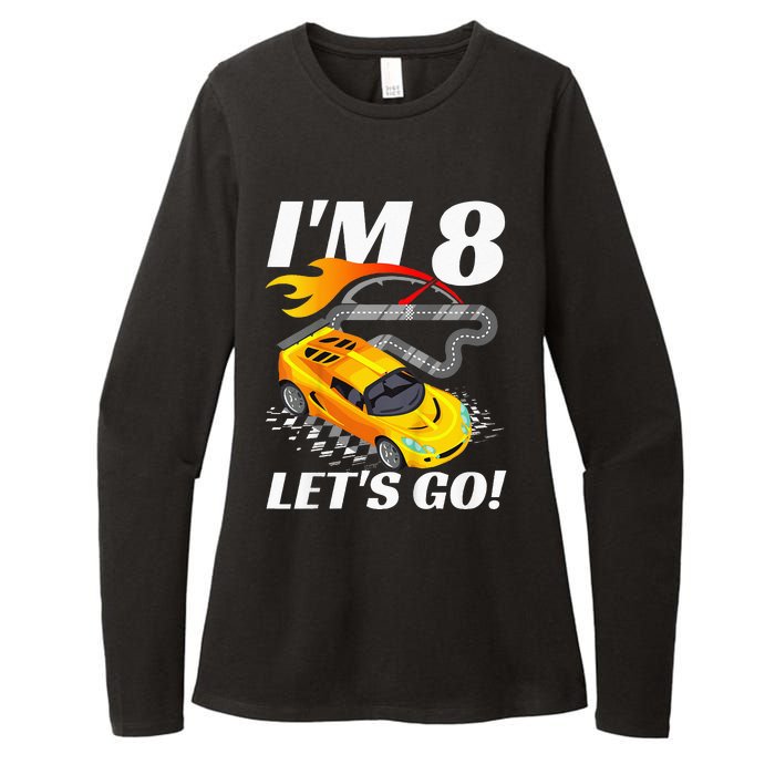 Kids 8 Year Old 8th Racing Racecar Birthday Party Womens CVC Long Sleeve Shirt