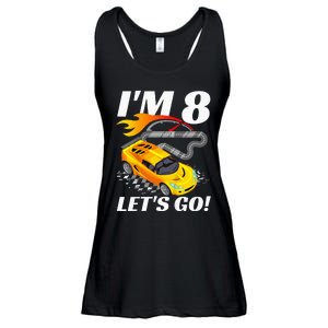 Kids 8 Year Old 8th Racing Racecar Birthday Party Ladies Essential Flowy Tank