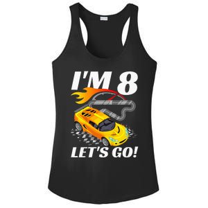 Kids 8 Year Old 8th Racing Racecar Birthday Party Ladies PosiCharge Competitor Racerback Tank