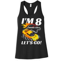 Kids 8 Year Old 8th Racing Racecar Birthday Party Women's Racerback Tank