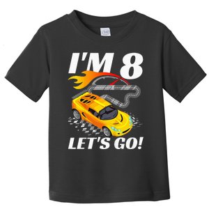 Kids 8 Year Old 8th Racing Racecar Birthday Party Toddler T-Shirt