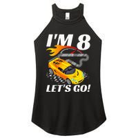 Kids 8 Year Old 8th Racing Racecar Birthday Party Women's Perfect Tri Rocker Tank