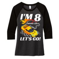 Kids 8 Year Old 8th Racing Racecar Birthday Party Women's Tri-Blend 3/4-Sleeve Raglan Shirt