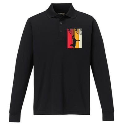 Kids 9th Birthday Basketball Lover 9 Years Old Retro Performance Long Sleeve Polo