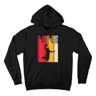 Kids 9th Birthday Basketball Lover 9 Years Old Retro Hoodie