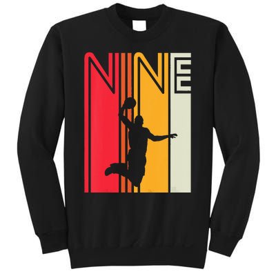 Kids 9th Birthday Basketball Lover 9 Years Old Retro Sweatshirt