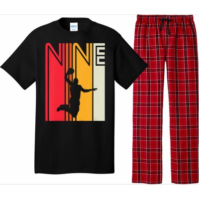 Kids 9th Birthday Basketball Lover 9 Years Old Retro Pajama Set