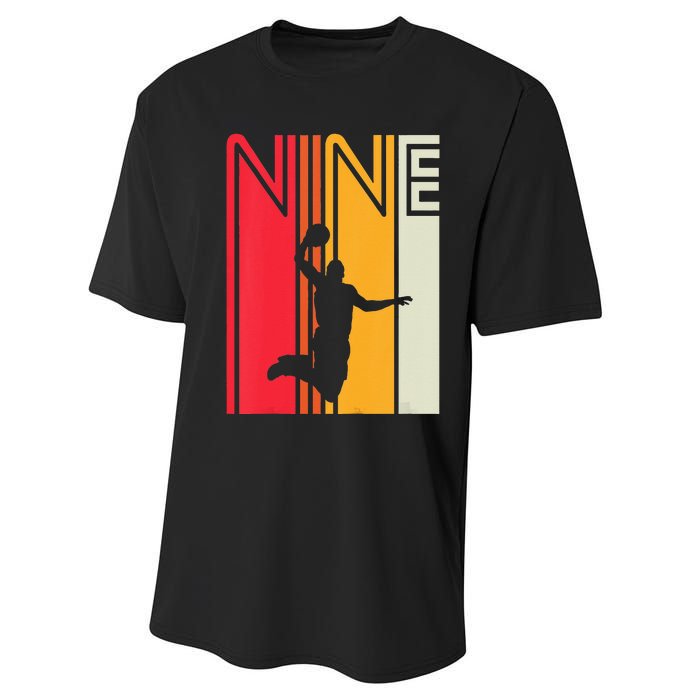 Kids 9th Birthday Basketball Lover 9 Years Old Retro Performance Sprint T-Shirt