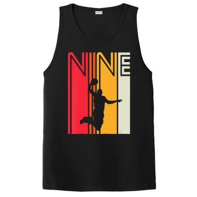 Kids 9th Birthday Basketball Lover 9 Years Old Retro PosiCharge Competitor Tank