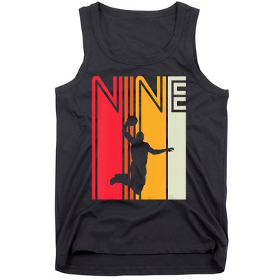 Kids 9th Birthday Basketball Lover 9 Years Old Retro Tank Top