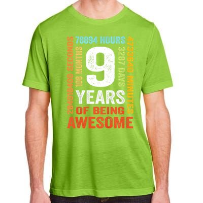 Kids 9th Birthday 9 Years Old Vintage Retro 108 Months Boy Girl Adult ChromaSoft Performance T-Shirt