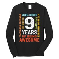 Kids 9th Birthday 9 Years Old Vintage Retro 108 Months Boy Girl Long Sleeve Shirt