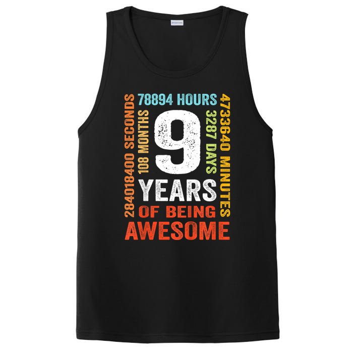 Kids 9th Birthday 9 Years Old Vintage Retro 108 Months Boy Girl PosiCharge Competitor Tank