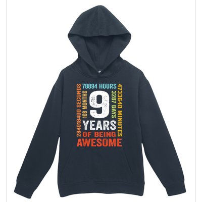 Kids 9th Birthday 9 Years Old Vintage Retro 108 Months Boy Girl Urban Pullover Hoodie