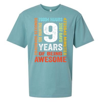 Kids 9th Birthday 9 Years Old Vintage Retro 108 Months Boy Girl Sueded Cloud Jersey T-Shirt