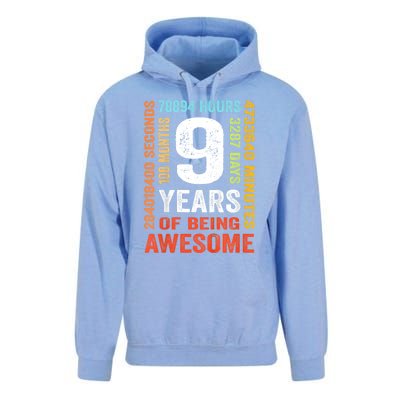 Kids 9th Birthday 9 Years Old Vintage Retro 108 Months Boy Girl Unisex Surf Hoodie