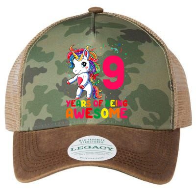 Kids 9 Years Old Unicorn Flossing 9th Birthday Girl Unicorn Party Legacy Tie Dye Trucker Hat