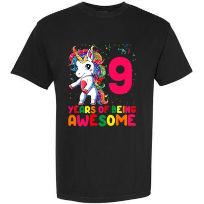 Kids 9 Years Old Unicorn Flossing 9th Birthday Girl Unicorn Party Garment-Dyed Heavyweight T-Shirt