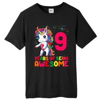 Kids 9 Years Old Unicorn Flossing 9th Birthday Girl Unicorn Party Tall Fusion ChromaSoft Performance T-Shirt