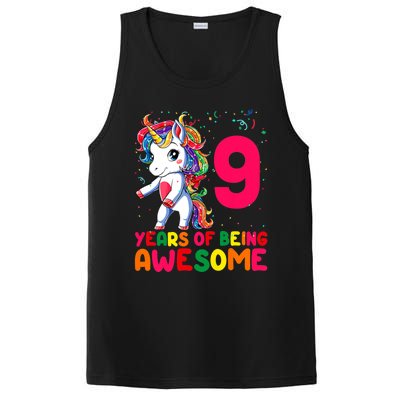 Kids 9 Years Old Unicorn Flossing 9th Birthday Girl Unicorn Party PosiCharge Competitor Tank