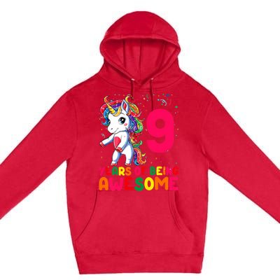 Kids 9 Years Old Unicorn Flossing 9th Birthday Girl Unicorn Party Premium Pullover Hoodie