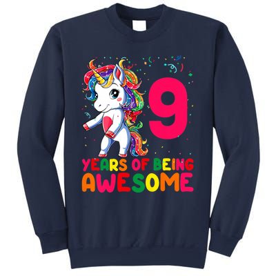 Kids 9 Years Old Unicorn Flossing 9th Birthday Girl Unicorn Party Sweatshirt