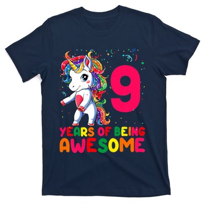 Kids 9 Years Old Unicorn Flossing 9th Birthday Girl Unicorn Party T-Shirt