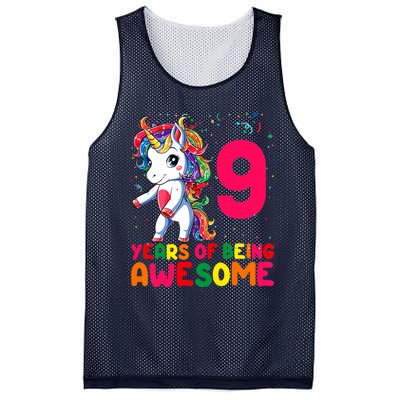 Kids 9 Years Old Unicorn Flossing 9th Birthday Girl Unicorn Party Mesh Reversible Basketball Jersey Tank