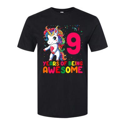 Kids 9 Years Old Unicorn Flossing 9th Birthday Girl Unicorn Party Softstyle CVC T-Shirt