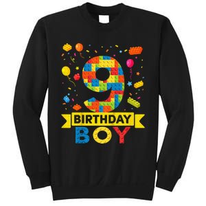 Kids 9 Year Old Building Blocks 9th Birthday Boy Sweatshirt