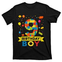 Kids 9 Year Old Building Blocks 9th Birthday Boy T-Shirt