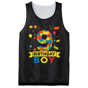 Kids 9 Year Old Building Blocks 9th Birthday Boy Mesh Reversible Basketball Jersey Tank