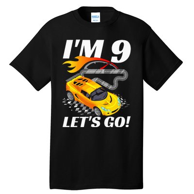 Kids 9 Year Old 9th Racing Racecar Birthday Party Tall T-Shirt