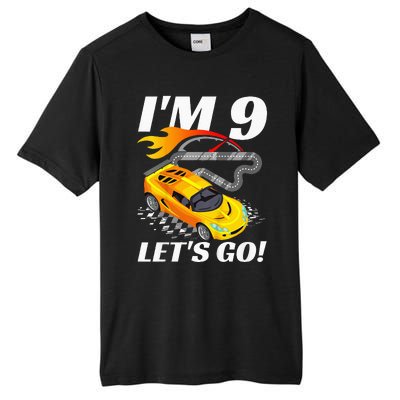 Kids 9 Year Old 9th Racing Racecar Birthday Party Tall Fusion ChromaSoft Performance T-Shirt