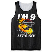 Kids 9 Year Old 9th Racing Racecar Birthday Party Mesh Reversible Basketball Jersey Tank