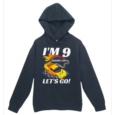 Kids 9 Year Old 9th Racing Racecar Birthday Party Urban Pullover Hoodie