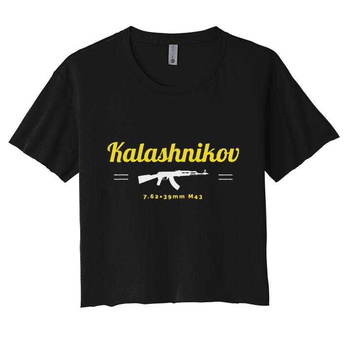 Kalashnikov Ak 47 Rifle Weapon Russia Ussr Cccp Gun Lover Women's Crop Top Tee