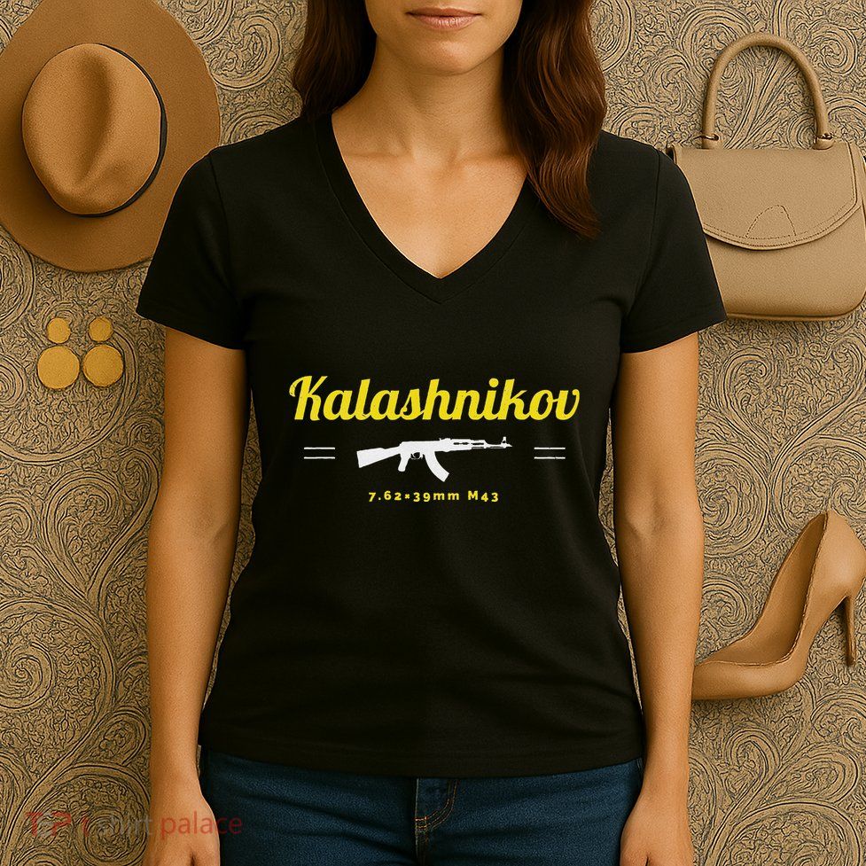 Kalashnikov Ak 47 Rifle Weapon Russia Ussr Cccp Gun Lover Women's V-Neck T-Shirt