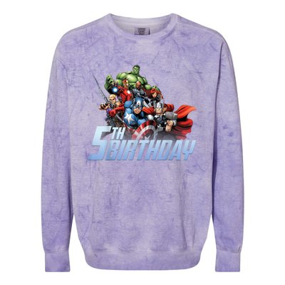 K.i.d.s A.v.e.n.g.er.s Action Shot 5th Birthday Colorblast Crewneck Sweatshirt