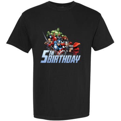 K.i.d.s A.v.e.n.g.er.s Action Shot 5th Birthday Garment-Dyed Heavyweight T-Shirt