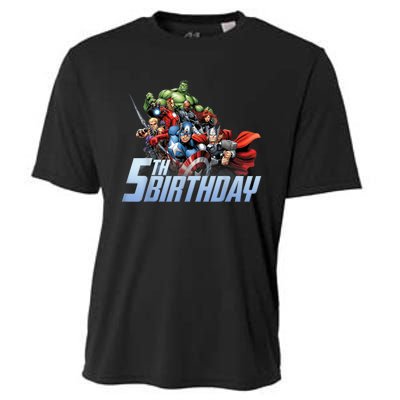 K.i.d.s A.v.e.n.g.er.s Action Shot 5th Birthday Cooling Performance Crew T-Shirt