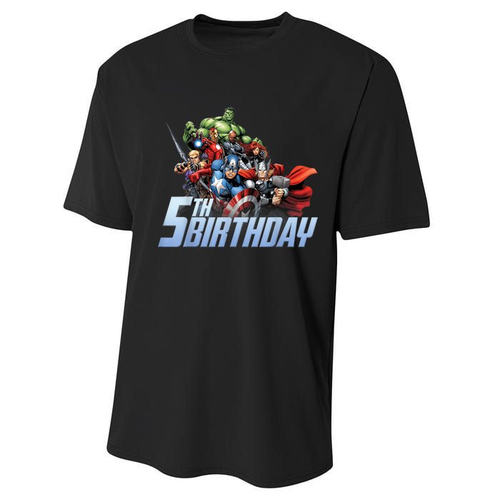 K.i.d.s A.v.e.n.g.er.s Action Shot 5th Birthday Performance Sprint T-Shirt