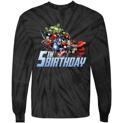 K.i.d.s A.v.e.n.g.er.s Action Shot 5th Birthday Tie-Dye Long Sleeve Shirt