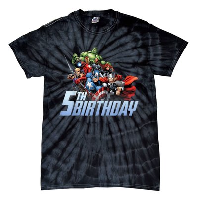 K.i.d.s A.v.e.n.g.er.s Action Shot 5th Birthday Tie-Dye T-Shirt